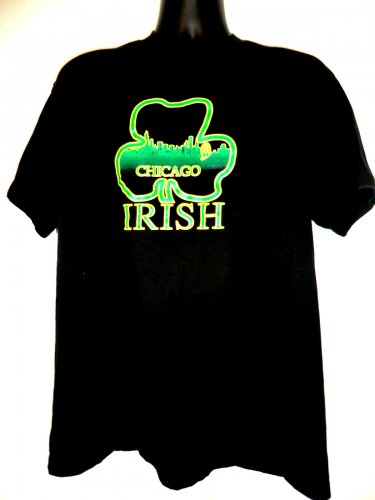Chicago Irish Shamrock ~ Black Size Large T-Shirt St Patrick's Day