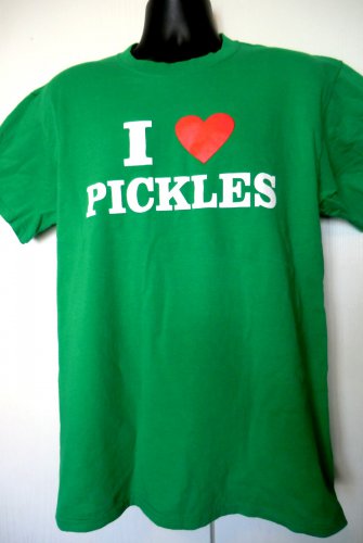 I LOVE (Heart) PICKLES Green T-Shirt Size Medium