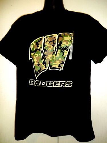WISCONSIN BADGERS T-Shirt CAMO Size Large NEW NWT