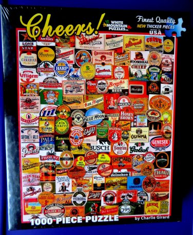 SEALED Cheers Beer Labels Puzzle 1000 Piece White Mountain Jigsaw  Puzzle NEW!