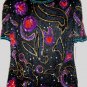Vintage Lawrence Kazar Beads & Sequin Beaded / Sequin Black Top Size Small NWT