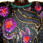 Vintage Lawrence Kazar Beads & Sequin Beaded / Sequin Black Top Size Small NWT