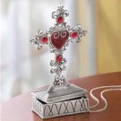 Pewter Cross Jewelry Box - beautifully detailed.