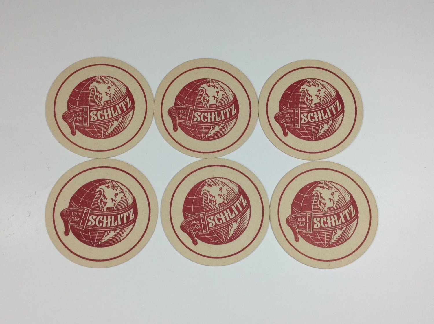 6 Schlitz Beer coasters vintage