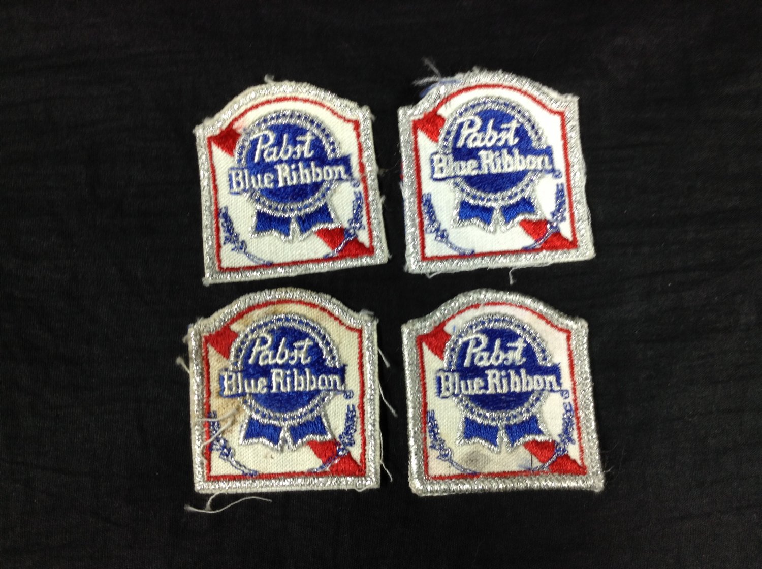 4 Pabst Blue Ribbon Beer Patches Vintage 2"x2"