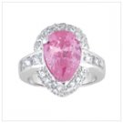 Pink Teardrop CZ Silver Ring