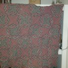 Country Star Rag Quilt Throw, Navy and Burgndy, Handcrafted