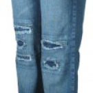 LJ 777 - Junior Worn Look Stretch Jeans with Frayed Hems & Patches