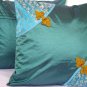 Asian Buttons Pillow Cushion Cover 19" Teal
