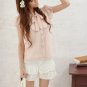 Pink Dot Chiffon Upwear/ Blouse (Free Shipping Worldwide)