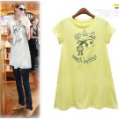 Yellow Long Style Lovely Prinited T Shirt