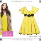 Yellow Wide-sleeve Cotton One Piece Dress ( Free Shipping Worldwide )