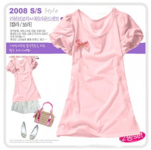 Bubble-sleeve T-shirt (Bow Included) (Free Shipping)
