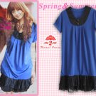 Blue Chiffon + Cotton One Piece Mini Dress