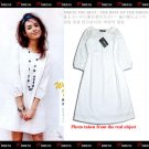 Pure White High Class Pattern Cotton One Piece Dress
