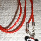 Red Christmas Necklace with Mickie Mouse Pendant
