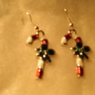 Candy Cane Christmas Bead Pendant Earrings