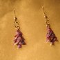 Red & Purple Enamel Crystal Christmas Tree Pendant Earrings