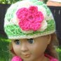 Hand Crocheted Doll Beanie Hat for American Girl or Gotz or 18 inces Dolls