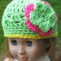 Hand Crocheted Doll Beanie Hat for American Girl or Gotz or 18 inces Dolls