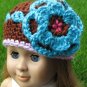 Hand Crocheted Doll Beanie Hat for American Girl or Gotz or 18 inces Dolls