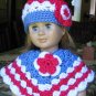 Hand Crocheted 2pc poncho and hat for American Girl or Gotz or 18 inces Dolls