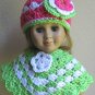 Hand Crocheted 2pc poncho and hat for American Girl or Gotz or 18 inces Dolls