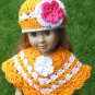 Hand Crocheted 2pc poncho and hat for American Girl or Gotz or 18 inces Dolls
