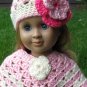 Hand Crocheted 2pc poncho and hat for American Girl or Gotz or 18 inces Dolls