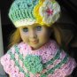 Hand Crocheted 2pc poncho and hat for American Girl or Gotz or 18 inces Dolls