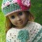 Hand Crocheted 2pc poncho and hat for American Girl or Gotz or 18 inces Dolls