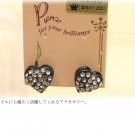 black mini heart earrings