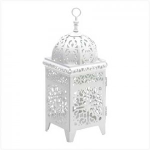 WHITE SCOLLWORK CANDLE LANTERN