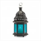 BLUE GLASS MOROCCAN-STYLE LANTERN