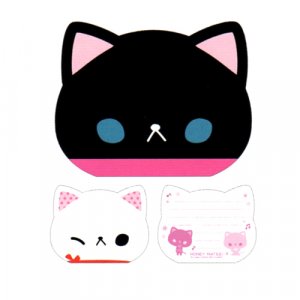 Black and White Kitty Die-cut Memo Pad