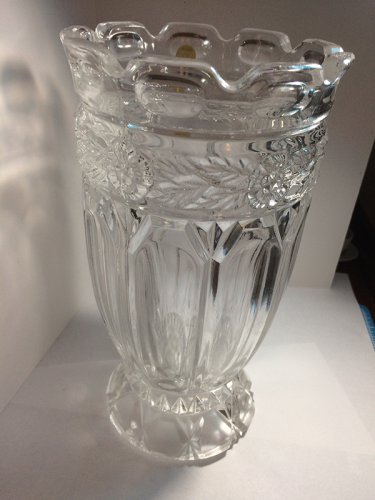 Vintage large lead crystal vase w/ pedestal made in Slovakia