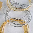 Bangles 7pcs With Design Carf 3'' Wide/DZ 7pcs Bangles,Choose Gold Silver Or 2-Tone