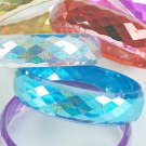 Bracelet Bangle Acrylic With Glitters 3'' Wide/DZ 6 Color Asst,Dialmond Cut