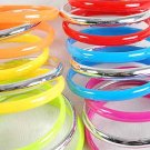 3pcs Bangles Acrylic W Silver Mix/DZ 6 Color Asst