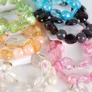 Bracelet & Earring Set 2 String Crystal& Pearl Mix/ ** New Arrival** 6Color Asst,Stretch