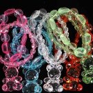 Bracelet & Earring Set Large Crystal Bear W Beads/D ** New Arrival** Changleable,Stretch,Color Asst