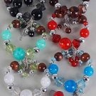 Bracelet & Earring Set Large Marble Ball W Wooden B ** New Arrival** Stretch, 6 Color Asst