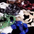 Bracelet & Earring Set, Lucite W wooden Beads/Dz Stretch,Fall Colors