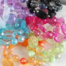 Bracelet & Earring Sets 2 string Acrylic Block W AB Finish/DZ Transparent 7 Color Asst With Ribbon