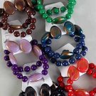 Bracelet & Earring Sets Brush Gold Finish W Beads/DZ/dz **NEW** 6 Color Asst,Stretch