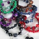 Bracelet & Earring Sets Large Block WLucite Crystals/DZ 6 Color Asst,Stretch