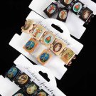 Bracelet & Earring Sets Religious Oblong/DZ **NEW** Natural Wood Color Asst,Stretch