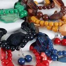 Bracelet & Earring Sets Solid Color Bead & Acrylic Silky Block Mix/DZ 6 Color asst,Stretch