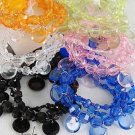 Bracelet & Earring Sets, Lucite W Ribbons,Stretch/D ** New Arrival** 6Color Asst