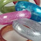 Bracelet Bangle Poly With Glitters 3'' Wide/DZ **NEW** 6Color Asst